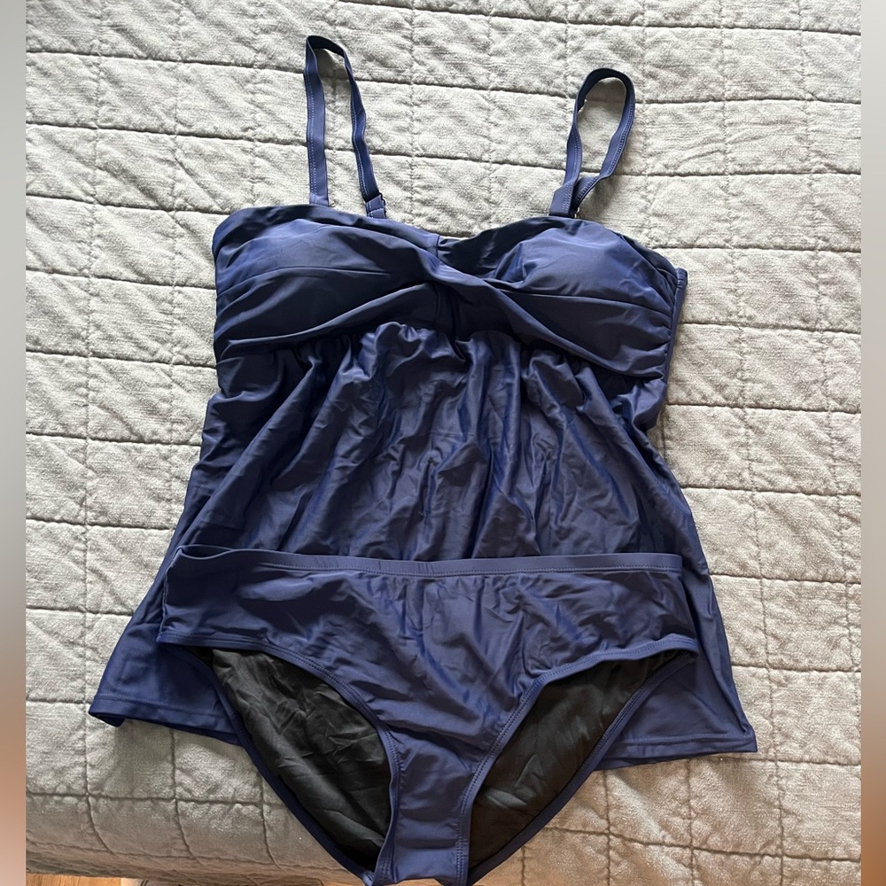 Navy Blue Tankini and Bottoms